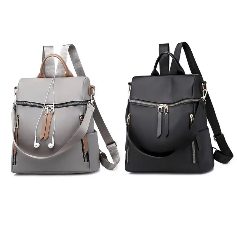 

Women Backpack Purse Waterproof Nylon School Shoulder Bag Headphone Plug Travel Daypack Rucksack