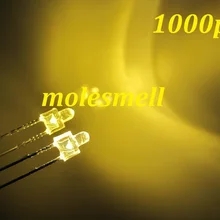 1000 шт. 2 мм, белый прозрачный 12000MCD LED яркий белый свет светодиодов