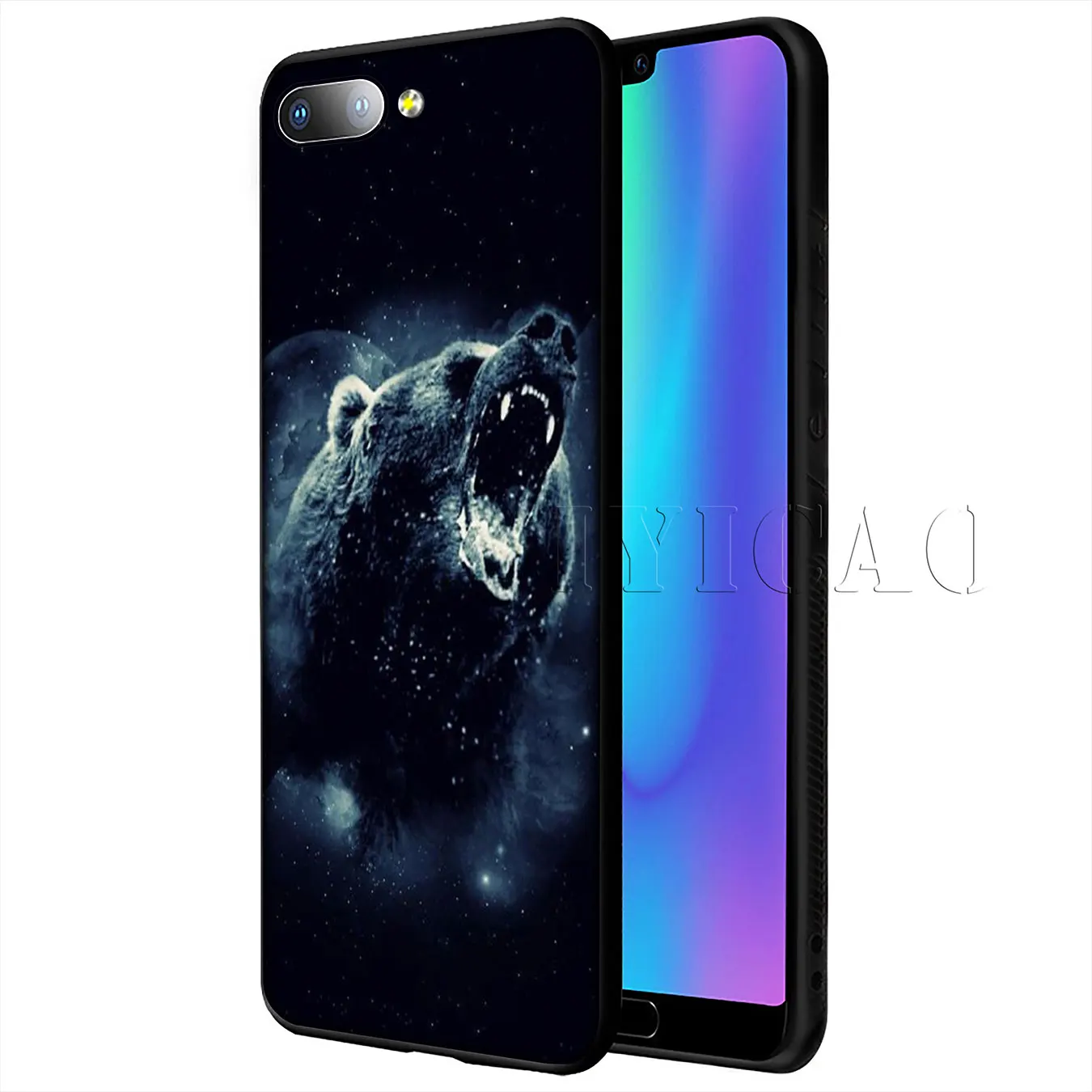 Мягкий чехол IYICAO bear tiger lion для huawei P20 Pro P10 P8 P9 P30 Lite Mini P Smart