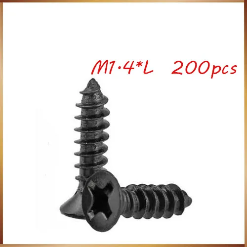 

200PCS-M1.4*3/4/5/6/7/8/10 GB846 Black Small Flat Countersunk Head Tapping Screw Self Tapping Screws
