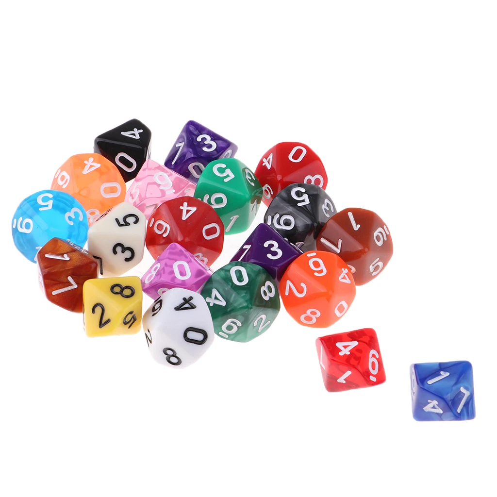 20 Pieces Polyhedral Dice Set for Table Game Kids Math Practice Holiday Party 8/10/12/20 Sided Colorful Dices