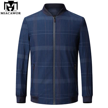 

MIACAWOR Jacket Men Autumn Brand Plaid Jaqueta Masculino High Quality Bomber Jacket Male Casual Outwear Zipper Coats Men J626