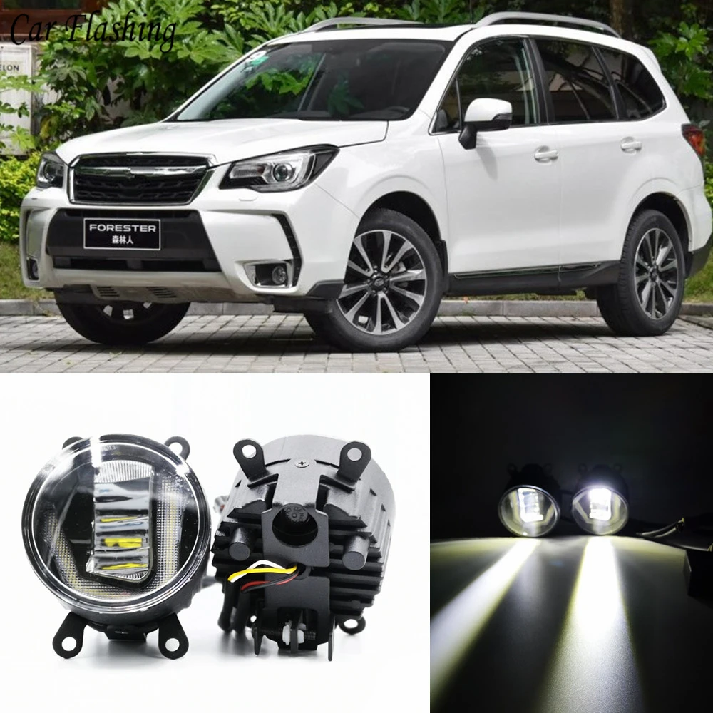 

3-IN-1 Functions Auto LED For Subaru Forester 2013-2018 DRL Daytime Running Light Car Projector Fog Lamp with yellow signal