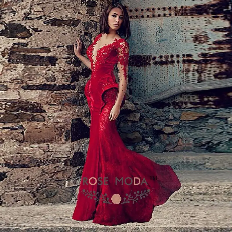 v neck red velvet dress