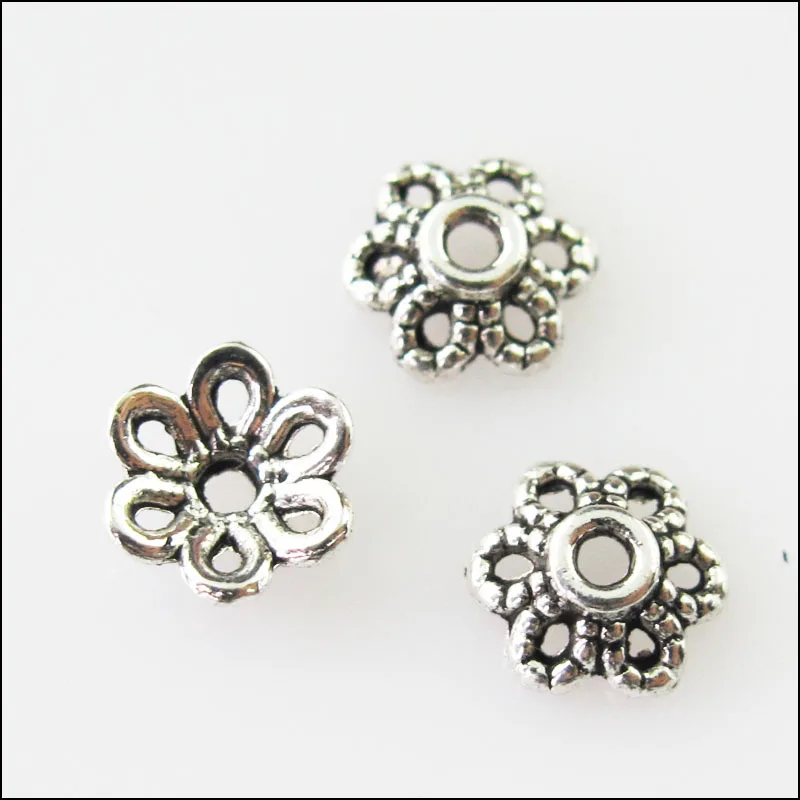 

New 80Pcs Tibetan Silver Tone 6Leaf - Flower End Bead Caps Connectors 6mm