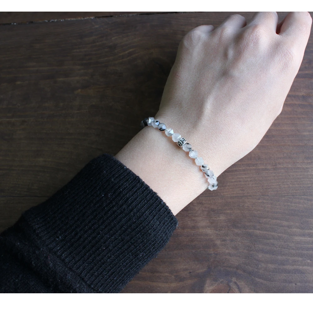 6 мм облицованный Натуральный китайский чернильный камень Mala Beads браслет
