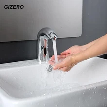 Torneira de latão cromado, torneira de pia de banheiro para banheiro com sensor automático, sem toque, infravermelho, elétrica, 100%