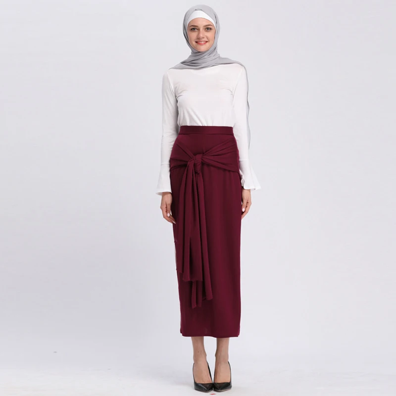 Saias para Mulheres Mais Tamanho Faldas Mujer Moda Abaya Muçulmano Árabe Longo Cintura Alta Maxi Bandagem Bodycon Saia Coreana Jupe Femme 6 árabe longo cintura alta maxi bandagem bodycon