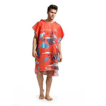 

Microfiber Surfing Bathrobe/Printing Changing Robe Sports Towel Hooded Beach Towel Poncho Women Man Bathrobe Towels