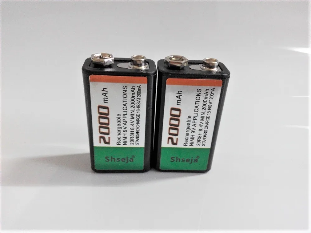 SHSEJA 9V 6F22 2000mAh NI-MH Rechargeable Battery+ 9V High Current Smart Charger Free Shipping - Цвет: 2PCS battery