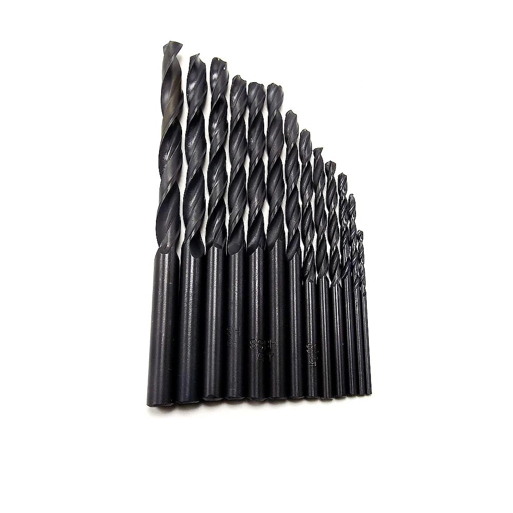 High Speed Steel Titanium Twist Drill / Straight Shank 13pcs Nitrided Drill 1.5mm-6.5mm Metal Woodworking Tool Set
