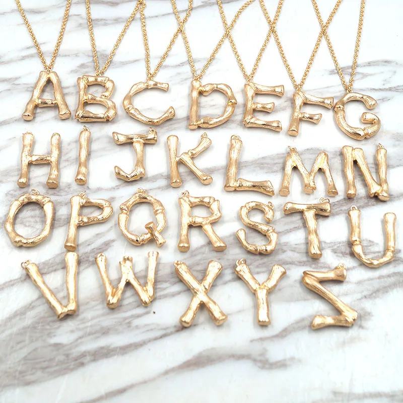 Fashion 26 Inital Letter Name Bamboo Pendants Necklace For Women Gold Color  A Z Alphabet Snake Chain Necklace Jewelry Wholesale From 2,06 € | DHgate