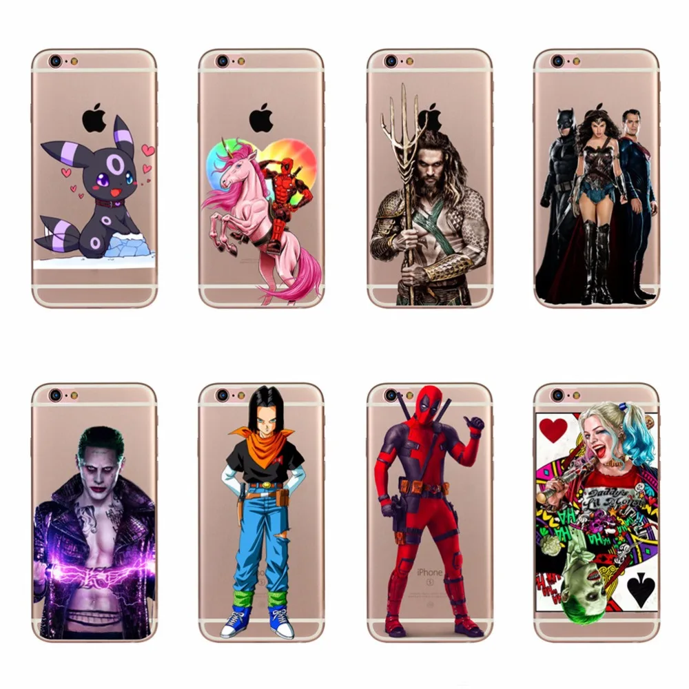 

Phone Case For iPhone 5 5s se 6 6s 7 8 Plus Cool Wonder Woman Joker Harley Quinn Deadpool Jason Momoa Aquaman Design Cover Skin
