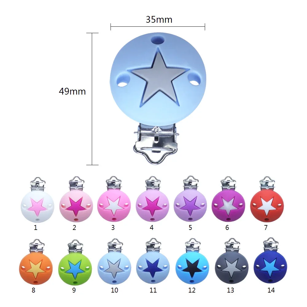 BOBO.BOX 2pc Pacifier Clip Holder Silicone Beads Mickey Heart Star Baby Teething Accessories Soother Chew Toy Pacifier Holder 3