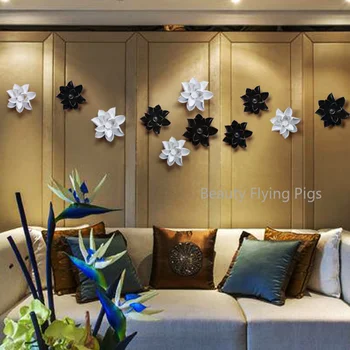 

European minimalist resin wall decoration wall stickers three-dimensional lotus wall jewelry creative living room TV background