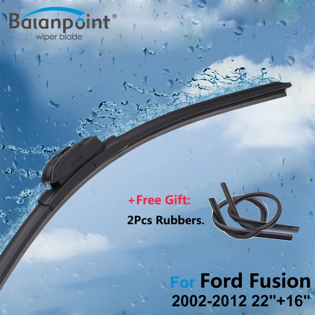 2Pcs Wiper Blades + 2Pcs Soft Rubbers for Ford Fusion 2002 2012 22"+16", Windshield Wipers What Size Wiper Blades For 2012 Ford Fusion