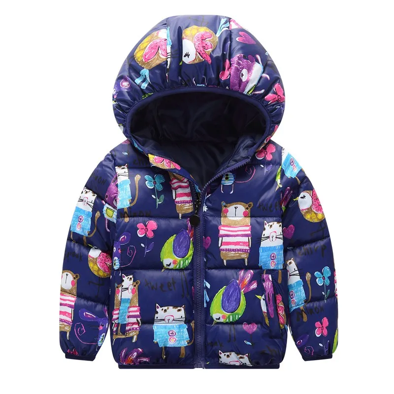 CROAL CHERIE  80-130cm Cartoon Graffiti Winter Coat For Girls Thick Cotton Baby Jacket For Girls Infant Overcoat Parkas  (1)