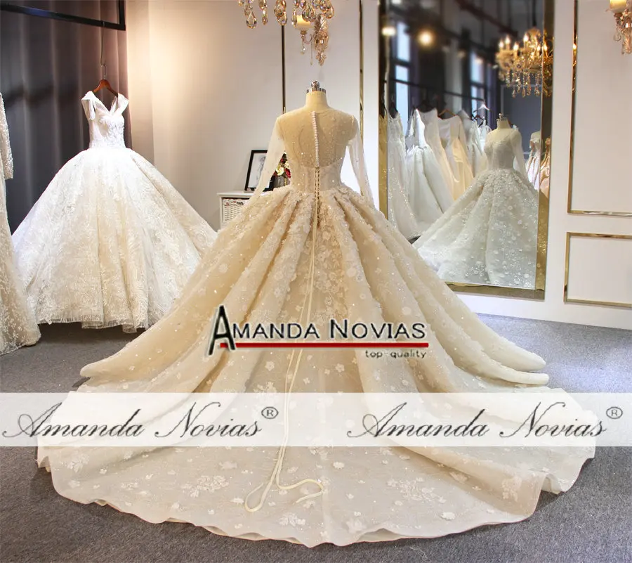 Длинное бальное платье с рукавами Свадебное Платье amanda novias высокого качества на заказ