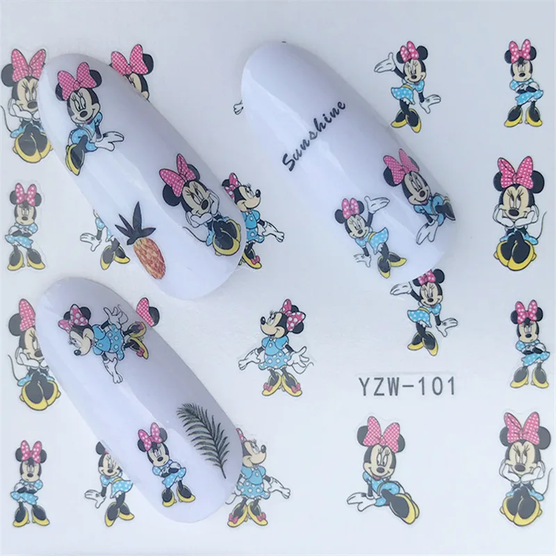 Наклейка на ногти водная наклейка милый Микки Маус ногти слайдер художественный дизайн украшения аксессуары маникюрный лак клей - Цвет: Бежевый