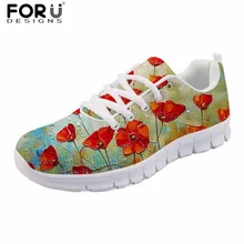 FORUDESIGNS/цветок печать картин женские весенние туфли Туфли без каблуков Повседневное Для женщин кроссовки комфортные Шнурованные кроссовки Дамская обувь