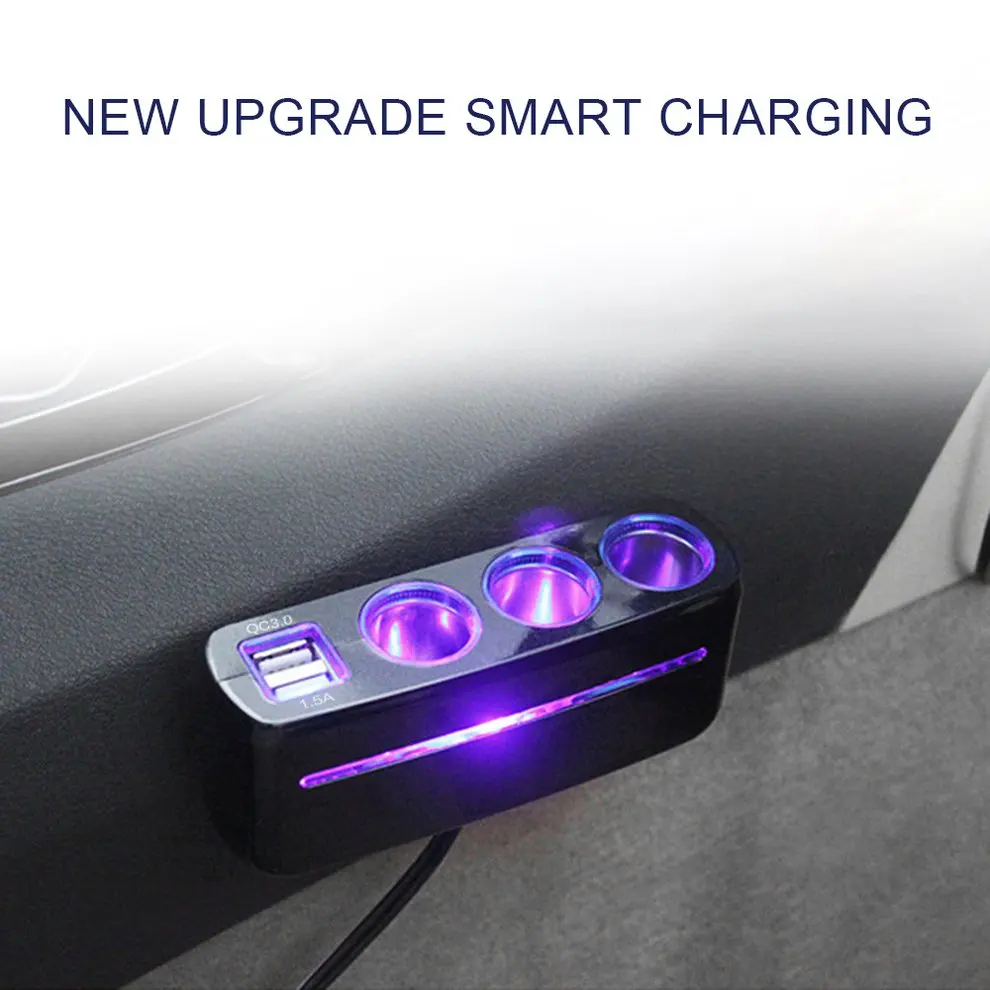 Автомобиль с тремя отверстиями Dual Usb Автомобильное зарядное устройство прикуривателя розетка Американский подключение к автомобильному прикуривателю 12-24v 10a двойной Размеры подключение к автомобильному прикуривателю