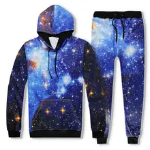 Для мужчин Для женщин джоггеры Брюки для девочек+ толстовка с капюшоном Galaxy 3D Толстовки звездное небо принтом толстовки с капюшоном унисекс костюмы наряд Треники комплект