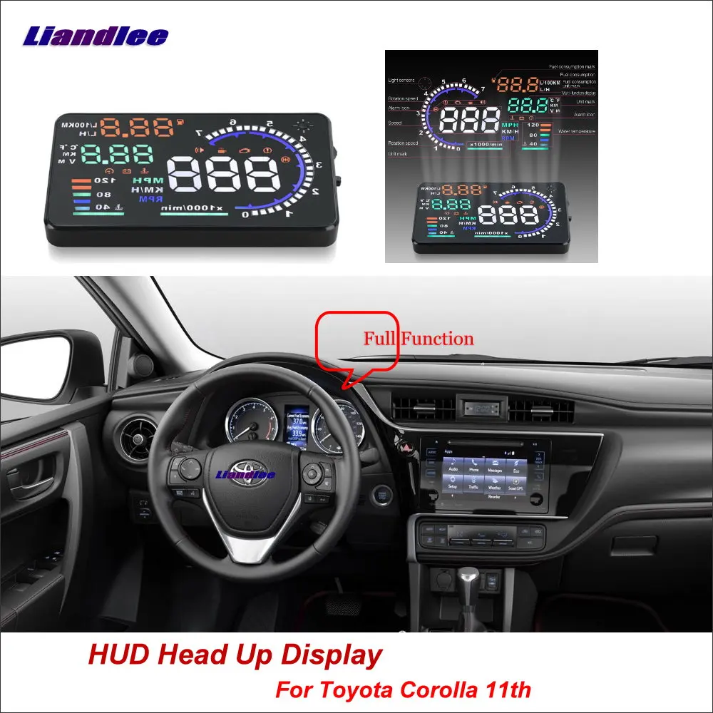 

Liandlee Car Head Up Display HUD For Toyota Corolla 11th 2012-2018 Safe Driving Screen OBD II Speedometer Projector Windshield