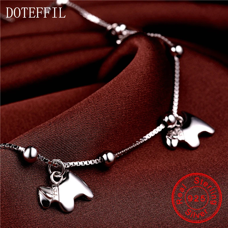 Женский браслет на ногу из серебра 100% пробы с подвеской в виде лошади|fashion anklet|silver
