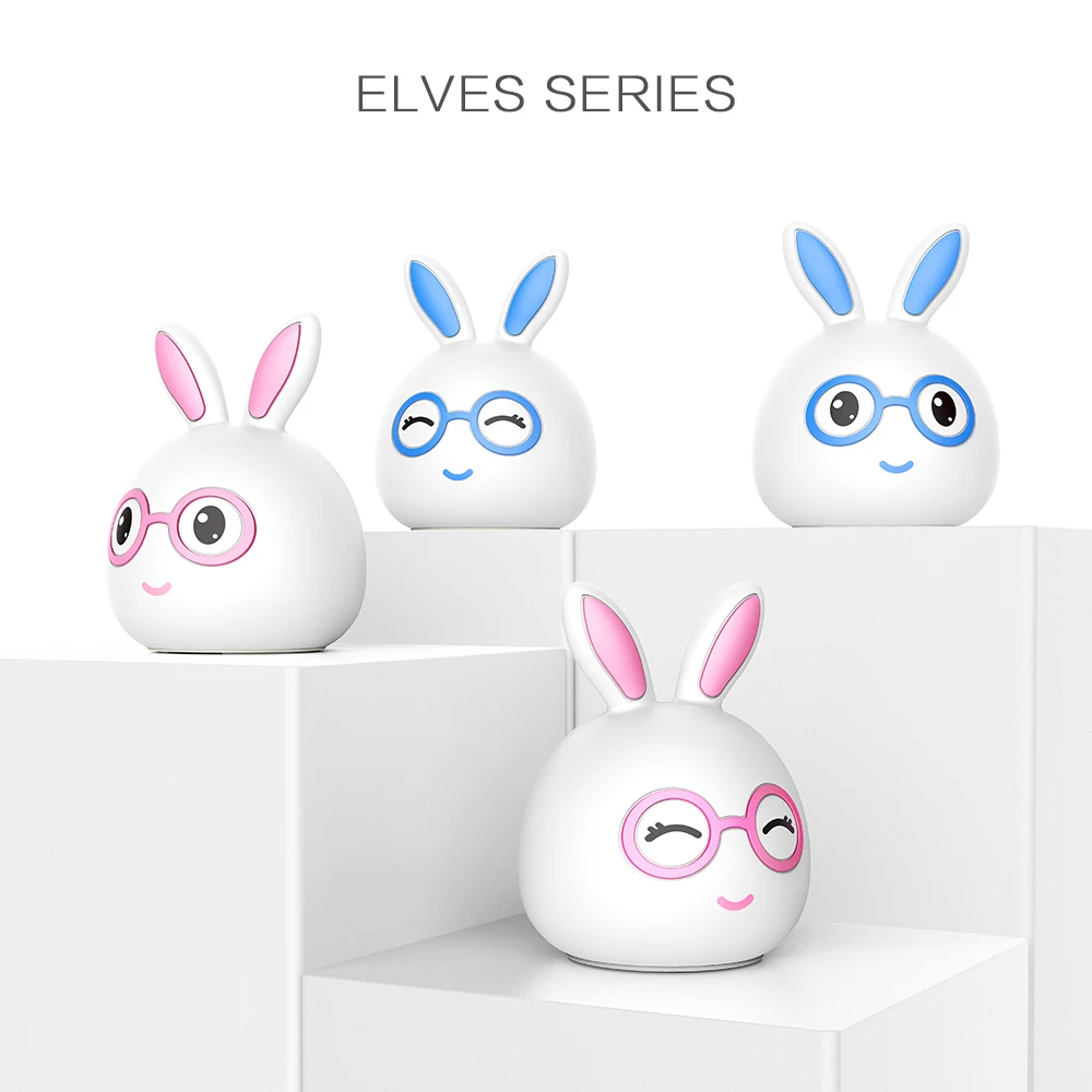 7 Colors LED Night Light Silicone Cute Cartoon Rabbit Rechargeable Decor Table Lamp Holiday Ambient Light for Girl Children Gift (27)