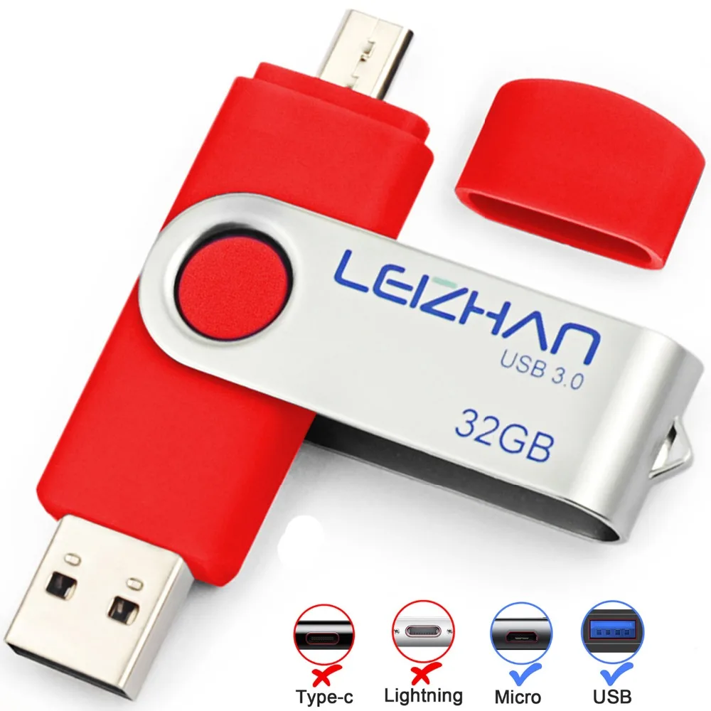 LEIZHAN USB флеш-накопитель 64 Гб USB 3,0 High speed 128 Гб OTG USB флеш-накопитель для телефона Android ноутбук 32 ГБ 16 ГБ 8 ГБ Photostick