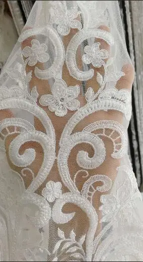 little beads 3 ярд off white супер нежный кружево, тяжелый с бисером и кружевом ткань, high end бисера кружево ткань, шнур Свадебные - Цвет: little beads