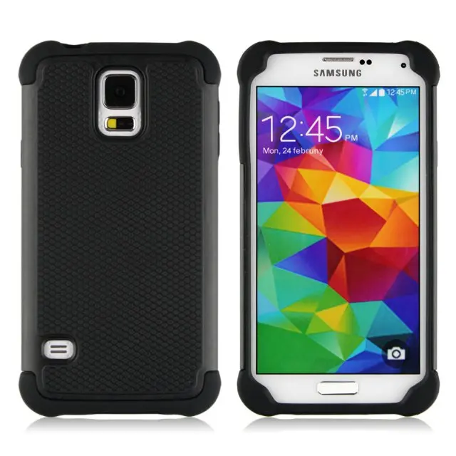 Зернистый пластиковый чехол силиконовый ударопрочный чехол для samsung Galaxy S3 S4 S5 mini S6 S6 edge S7 S7 Edge S8 S8 Plus гибридный Чехол - Цвет: black