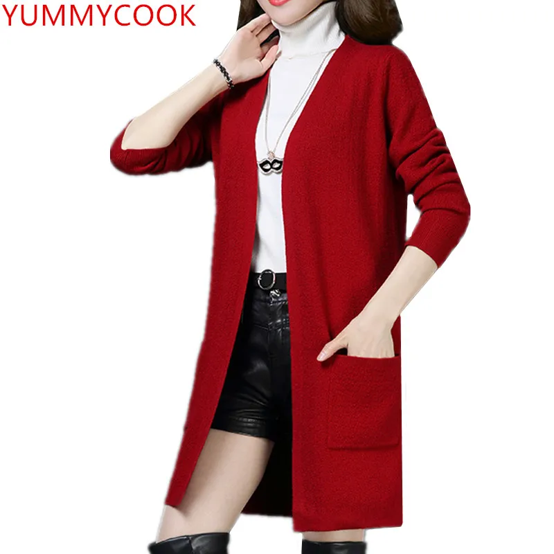 Yummycook 2018 Демисезонный средней длины длинное пальто свободного кроя кардиган
