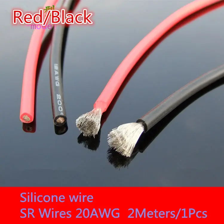 

2Meters/1PCS SC020 Very soft silicone wire SR Wires 20AWG Special wire for DIY model PUL-DJ AGG AGR AGRP balck red