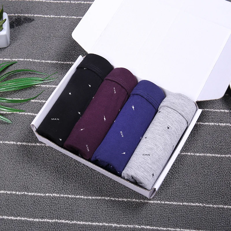 

RUBY VICKY New 4pcs/lot Male Panties Youth Breathable Underwear Flat Angle Male Boxers Men 's Week Underwear Pants