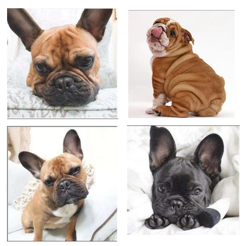 

Lovely Dog Diamond Embroidery Diamond Dots Black Painting French Bulldog Dog Cross Stitch Diamond Mosaic Needlework Wall Crafts
