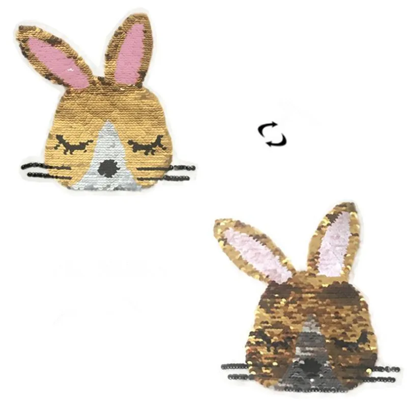 

Clothing Women Cartoon Patch Reversible change color Rabbit up and down flip sequins biker patches for clothing stranger things