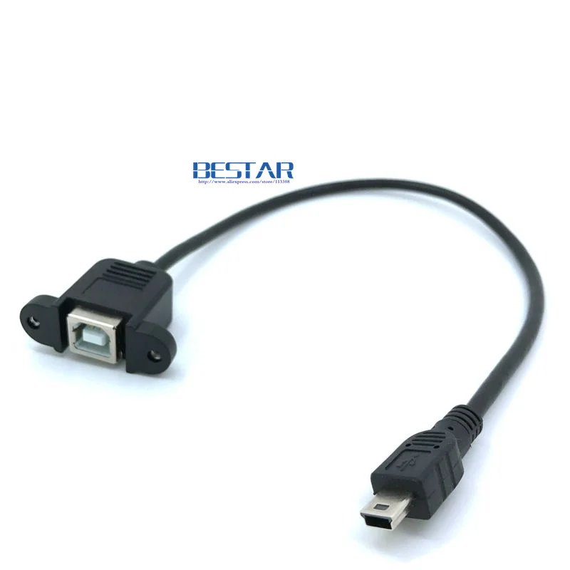 Мини-usb 5pin мини-usb 2,0 папа-USB 2,0 B Тип гнездовой Соединительный кабель 30 см 50 см с отверстием для крепления в панель USB мини-usb кабель