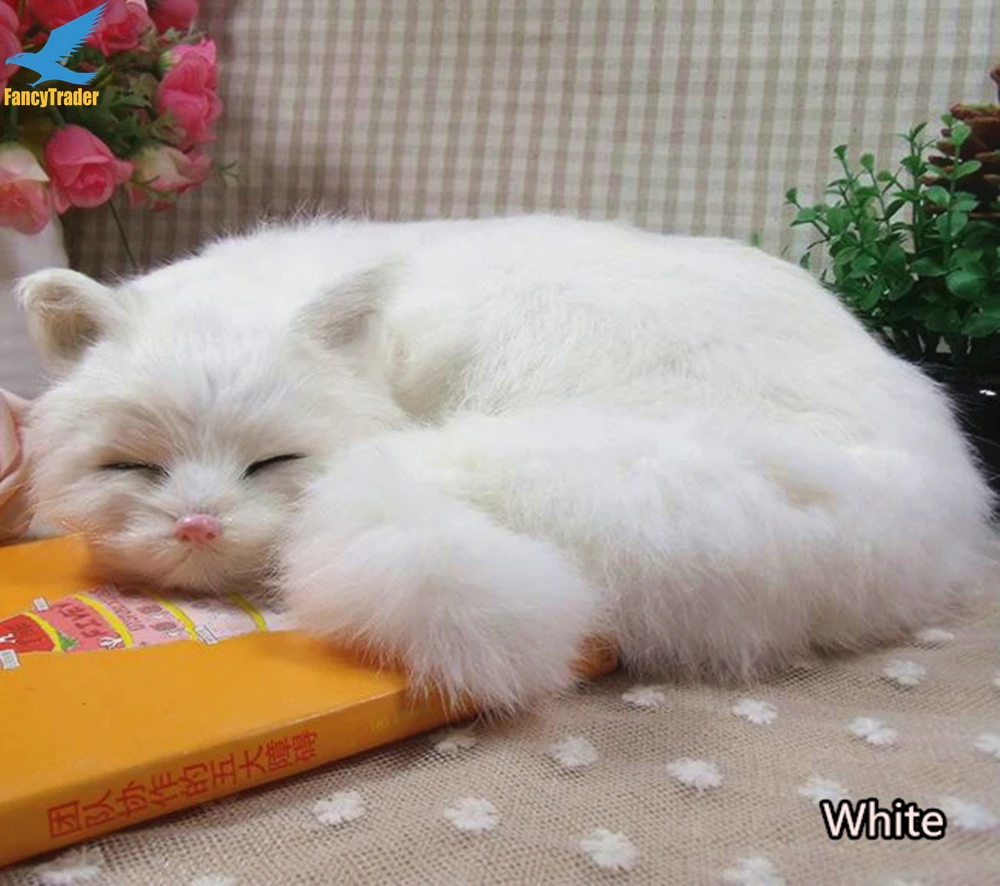 Top Quality Lifelike Emulational Cat Plush Toy Gift for Decoration 3 Colors (5)