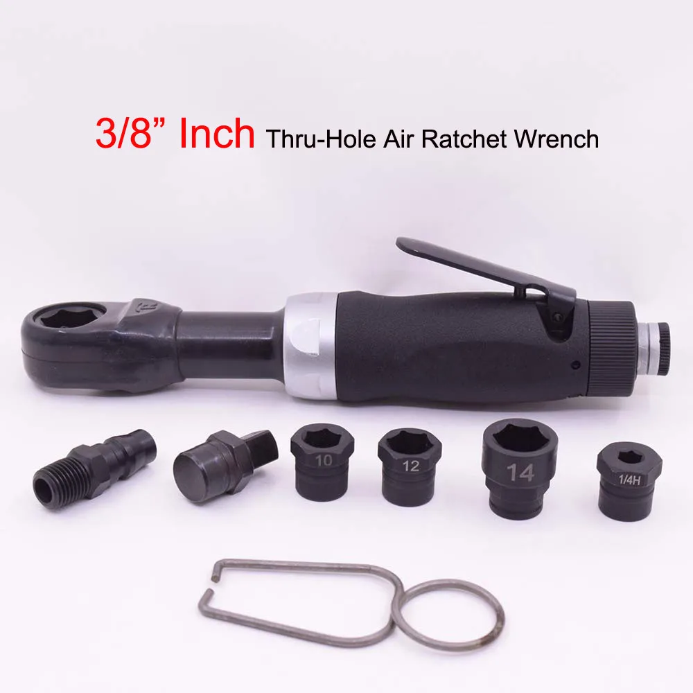 3/8" 1/4" Inch Thru Hole Wrench Air Ratchet Wrench Kit Pneumatic Mini Impact Wrench Spanner Socket Sleeve Set 45 ft lbs - Цвет: B