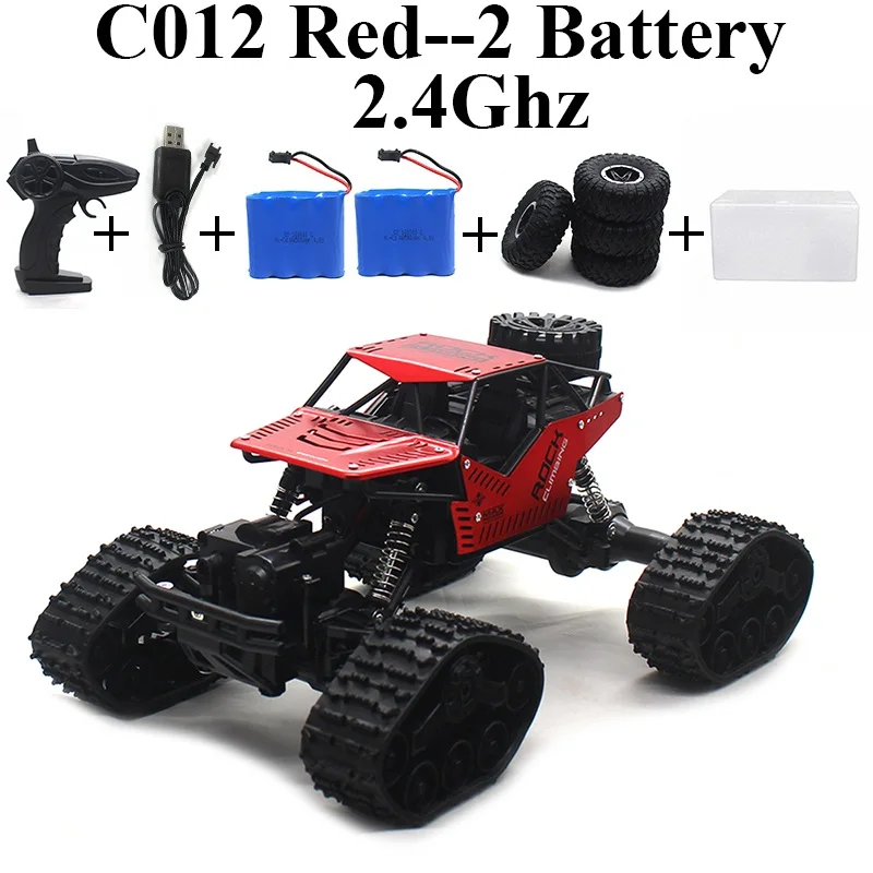 New Arrival Rock Crawler 4WD Remote Controll Car 1:16 Snowmobile Machine On Remote Controlled Toys For Children Boys Gift C012 - Цвет: Red-Set-2