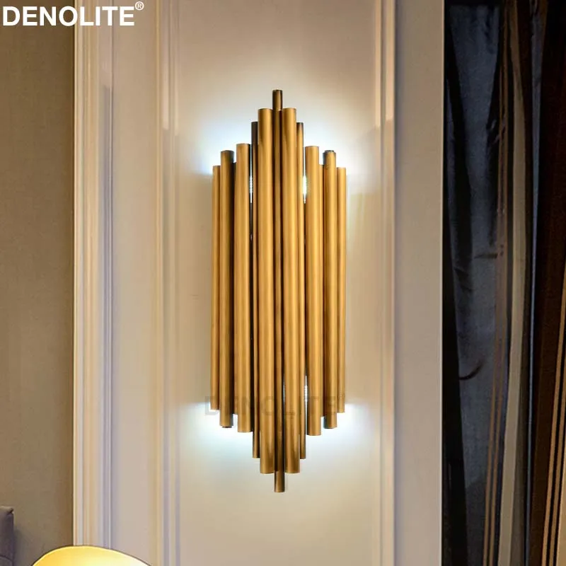 DENOLITE Роскошная золотая настенная лампа из нержавеющей стали пост Современный