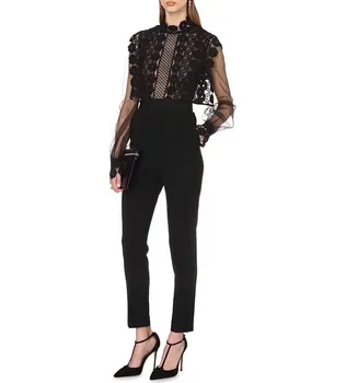 

Halinfer 2018 autumn women sexy Jumpsuit O-Neck Mesh Rayon Bandage Elegant celebrity party Jumpsuit vestidos