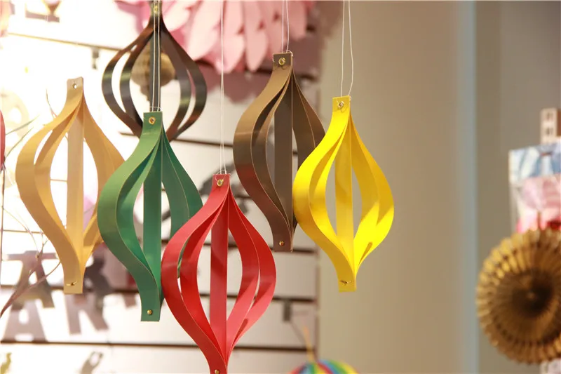 New 5pcs Hanging Paper Strip Ornaments Onion Shape Paper Crafts for