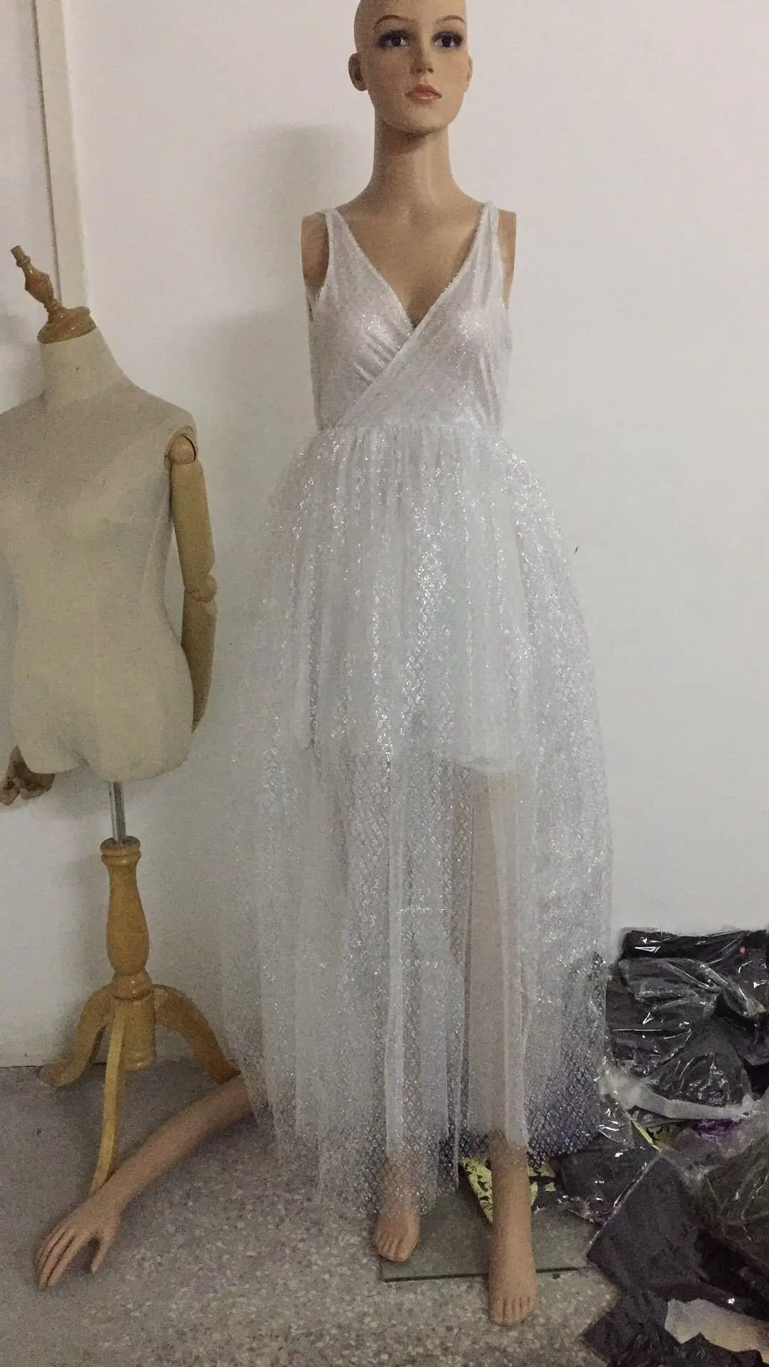 WEPBEL элегантное торжественное платье, женское модное блестящее белое платье, вечернее платье без рукавов