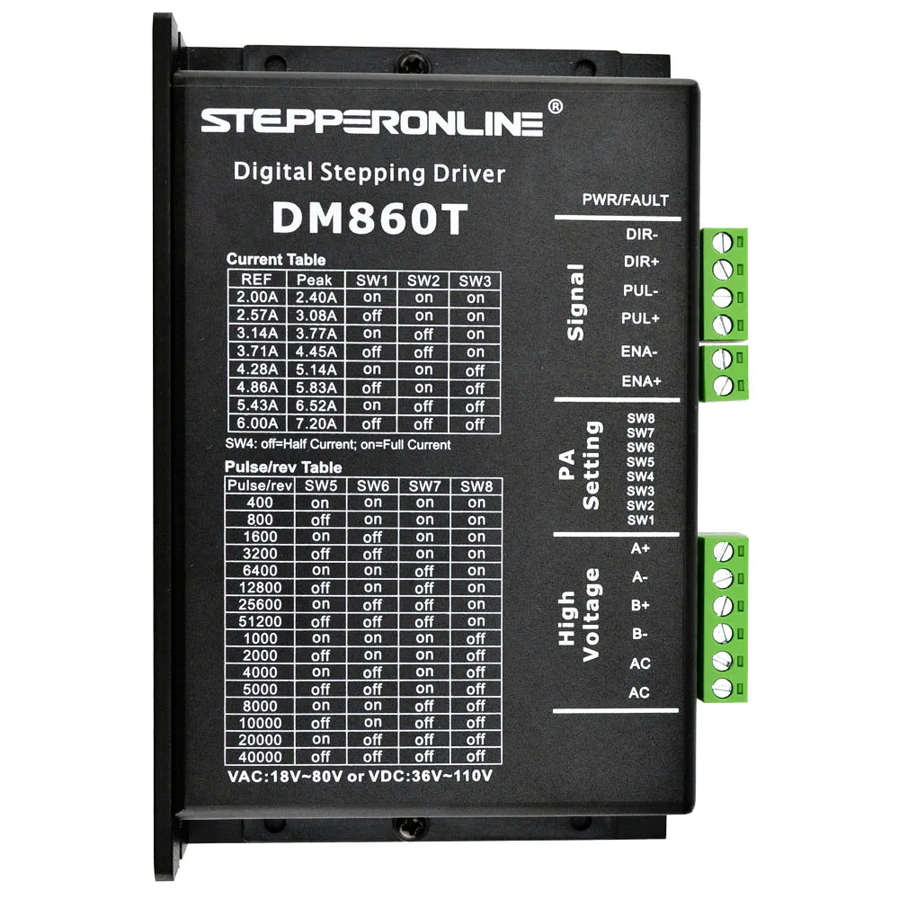 1 Ось Nema 34 CNC Комплект 13.0Nm-DM860T цифровой шаговый Драйвер 2,4-7.2A 18-80VAC или 36-110VDC+ 86x150 мм шаговый двигатель