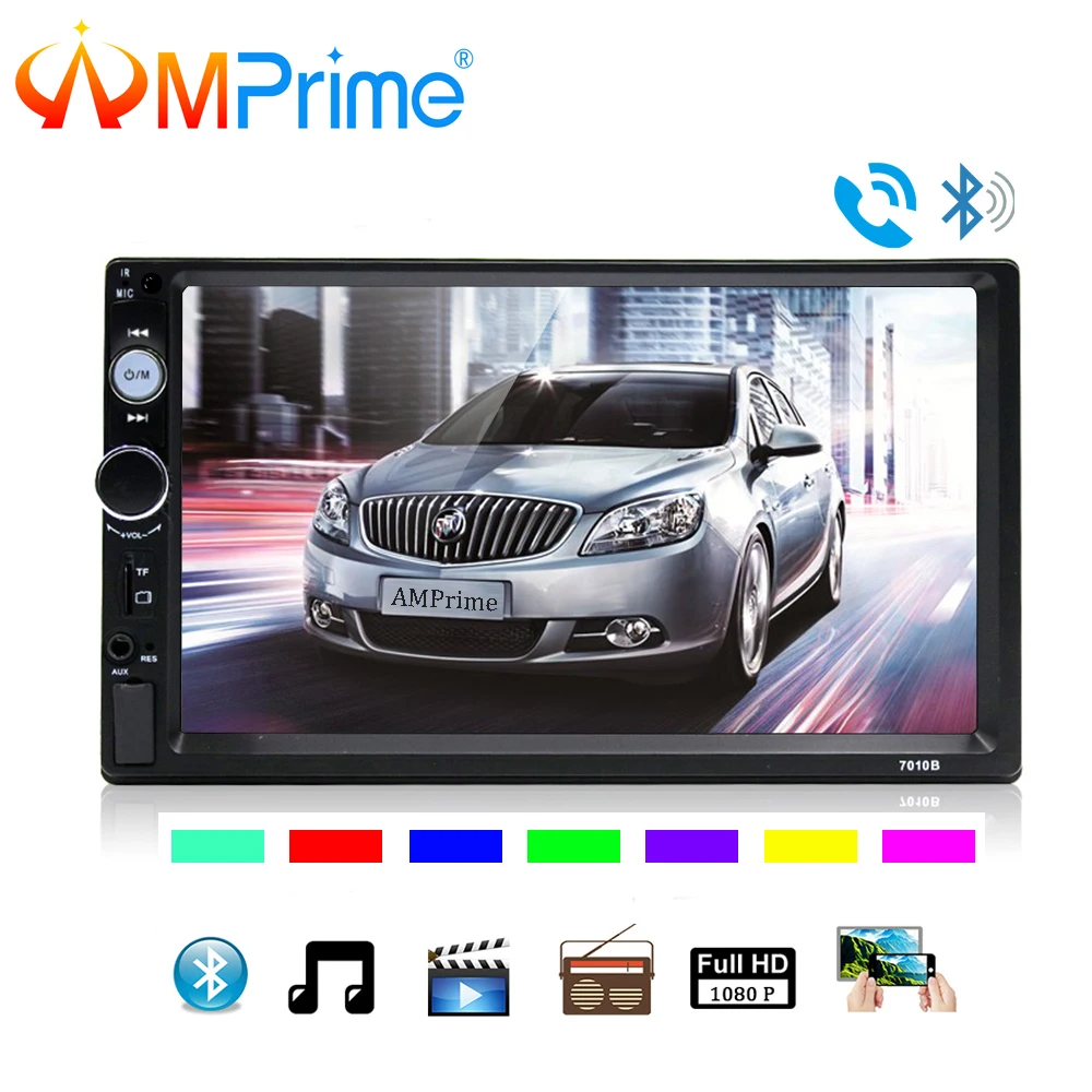 

AMPrime 7010B 2 Din Car Video Player 7'' HD Touch Screen Bluetooth FM Radio Car MP5 Player Support Mirrorlink Rear View Camera