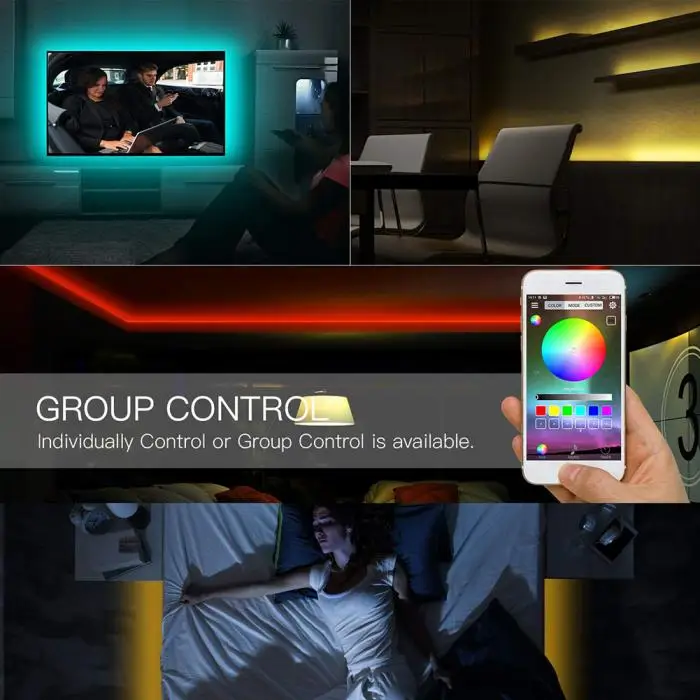 ТВ ПОДСВЕТКА светлая светодиодная полоса RGB фон Bluetooth управление Гибкая клейкая лента JA55