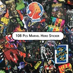 108 шт. не повторять Marvel супер герой pvc Стикеры для скейтборда номер ноутбука чемодан холодильник телефон стиль клей