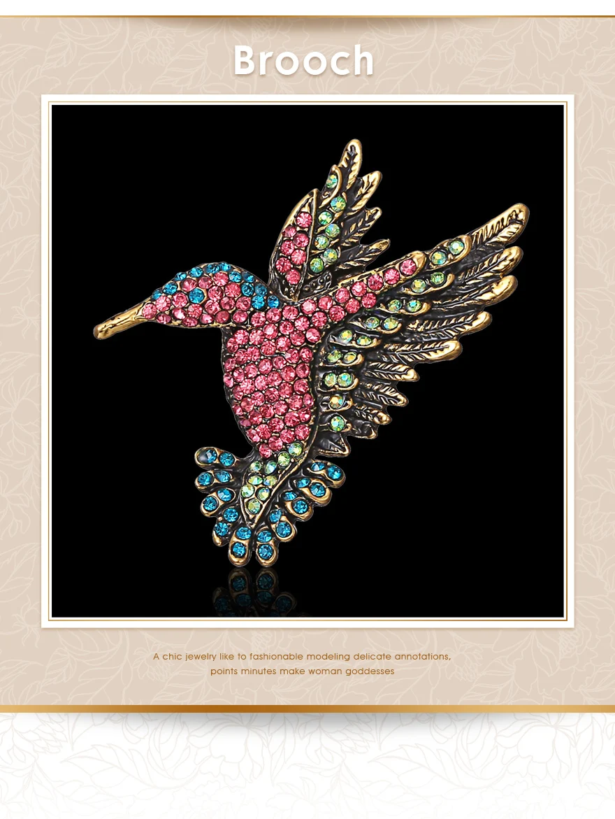 Vintage Rhinestone Brooch Bird (1)